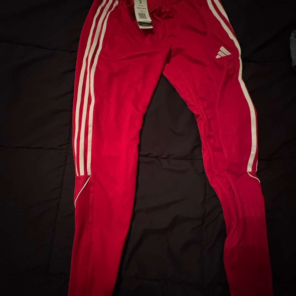 Adidas Kids Red Joggers with White Stripes new with tags